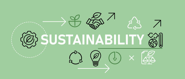 Sustainability ecology green conservation sustainable icon illustration green background conceptual header future reduce reuse recycling vector