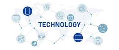 Teknoloji teknisyeni simgesi şirket bilgisayar web başlığı tasarım vektörü kullanıcısı tarafından kullanılan modern teknoloji yazılım medya aygıtının ana hatlarını ayarladı