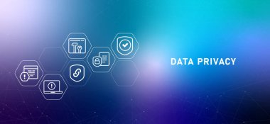 Veri Gizliliği gradyan başlığı İnternet güvenlik veri sunucusu erişim kontrol özel belge bilgisi kişisel veri koruma bilgi koruma bilgi savunma vektörü