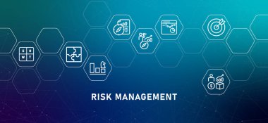 Risk Management gradient header company threat uncertainty mitigation planning assessment manage strategy business prevention design icon concept vector clipart