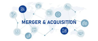 Şirket devralma iş ortaklığı entegrasyonunu ve iş geliştirme ve stratejik ortaklık vektörü için iş anlaşmasını vurgulayan birleşme ve kazanım kavramı