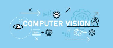 Computer vision conceptual modern recognition programming system technology eye see analysis visual optimization development AI artificial intelligence icon design illustration vector clipart