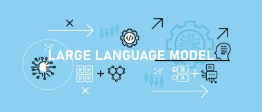 Large language model LLM conceptual big data processing learning smart modern technology programming algorithm information system icon design concept illustration vector clipart