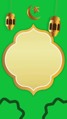 Ramazan Idul Fitri İslami program afiş tasarımı ile altın fener ay ışığı hilal perde arkaplan müslüman şablonu indirimli promosyon videosu için boş metin alanı