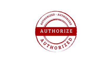 Onaylanmış akredite edilmiş lisans erişim animasyon videosunun onaylanmış alfa kanalı şeffaf arkaplanı için mühür damgalı rozet yetkisi