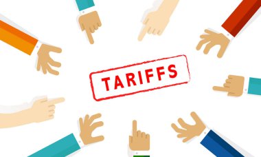 Gümrük damgası dünya ticaret alım vergisi ithalat tarifeleri ticaret ülkesi korumacılık politikası küresel ticaret engelleri el işaretleme vektörü