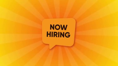 Şimdi ise işe alım anonsu işe alma, iş olanağı, kısa mesaj, sarı turuncu renkli parlak arka plan.