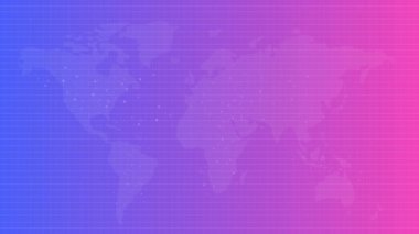 Mavi mor gradyan parlak renk dünya haritası. Dünya dinamik verileri canlandırdı. Küresel arkaplan videosu.