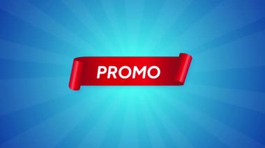 Promosyon tanıtım kurdelesi kırmızı parlak saten fiyatı güneş patlaması animasyon mavi parlama arkaplan videosu sunuyor