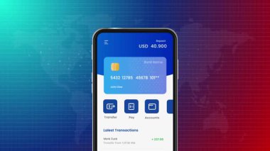 Mobil bankacılık kredi kartı para yönetimi uygulamaları küresel dijital cüzdan animasyon video uygulamaları