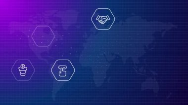 Müşteri memnuniyeti kullanıcı bağlılık derecelendirmesi ve gözden geçirme simgesi mavi neon arkaplan canlandırması