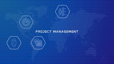 Proje Yönetimi araçları gantt grafik kontrol listesi proje planlama simgesi canlandırılmış video simgesi mavi arkaplan