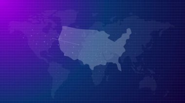 Küresel bağlantılı dünyadaki Amerika Birleşik Devletleri haritası fütürist dijital dünya mavi arka plan videosu