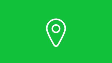 GPS haritası gezinmesi için izin verilmeyen konum işaretleyici simgesi simgesi simgesi canlandırılmış yeşil ekran arkaplan videosu