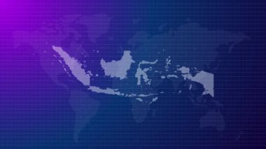 Endonezya animasyon haritası fütürist Endonezya ülke şekli mavi gradyan arka plan videosuyla küresel haritaya bağlandı