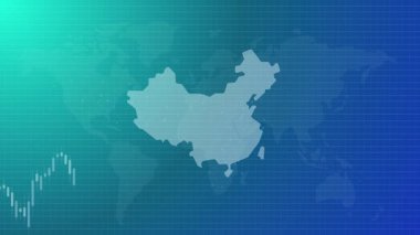 Çin ekonomisi hareketli haritayı yükseltiyor Çin borsa ekonomisi eğilimi ülke şekli bağlı küresel harita mavi gradyan arka plan videosu