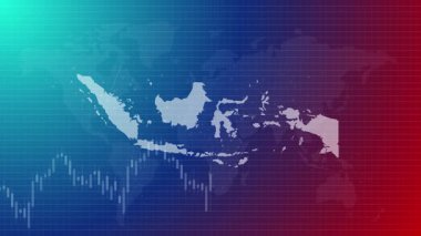 Endonezya ekonomisinin yükselen grafiği Endonezya borsa ekonomisi eğilimi ülke şekli bağlı küresel harita hareketli mavi gradyan arka plan videosu