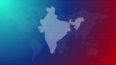 Hindistan animasyon haritası fütüristik Hint ülkesinin mavi gradyan arka plan videosuyla bağlı küresel haritası