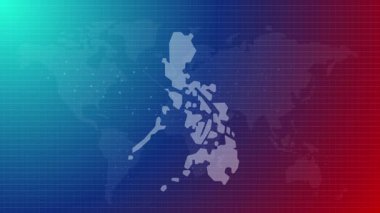 Filipinler haritası fütürist Filipinler ülke şekli mavi gradyan arka plan videosu ile bağlı küresel harita