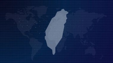 Tayvan haritası fütüristik ülke Tayvan şekli mavi gradyan arka plan videosuyla bağlı küresel harita
