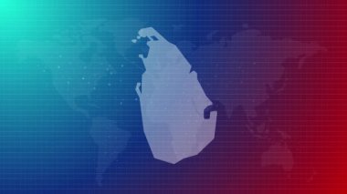 Sri lanka haritası gelecekteki ülke şekli mavi gradyan arkaplan videosuyla küresel haritaya bağlandı