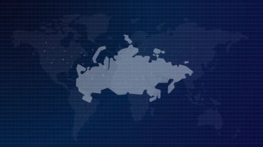 Rusya haritası fütürist Rus ülke şekli mavi gradyan arka plan videosuyla küresel haritaya bağlandı