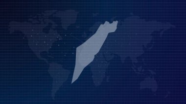 Filistin haritası fütürist Filistin ülke şekli mavi gradyan arka plan videosuyla küresel haritaya bağlandı