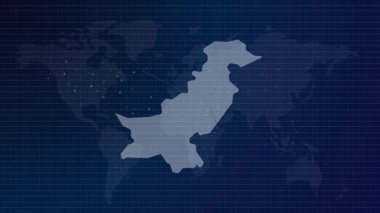 Pakistan haritası fütürist Pakistan ülkesinin mavi gradyan arka plan videosuyla bağlı küresel haritası