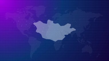 Moğolistan haritası, Moğol ülkesinin mavi gradyan arka plan videosuyla bağlı küresel haritası