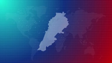 Lübnan haritası gelecekteki Arap ülkesi şekli mavi gradyan arkaplan videosuyla küresel haritaya bağlandı