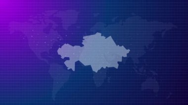 Kazakistan haritası fütürist ülke Kazakistan mavi gradyan arka plan videosuyla bağlı küresel haritayı oluşturdu