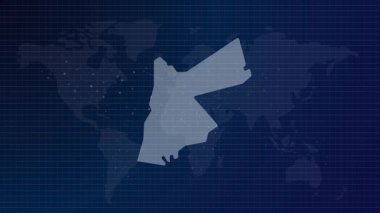 Ürdün haritası fütürist Ürdün ülkesinin mavi gradyan arka plan videosuyla bağlı küresel haritası