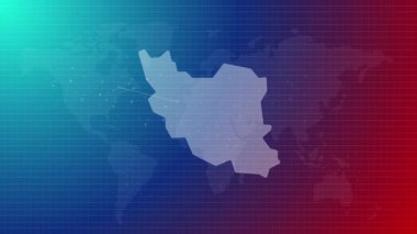 İran haritası fütürist İran ülkesinin mavi gradyan arka plan videosuyla bağlı küresel haritası