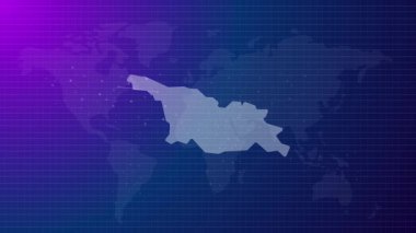 Gürcistan haritası fütürist ülke şekli mavi gradyan video ile bağlantılı küresel harita