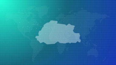 Butan haritası gelecekteki ülke şekli mavi gradyan arkaplan videosuyla küresel haritaya bağlandı