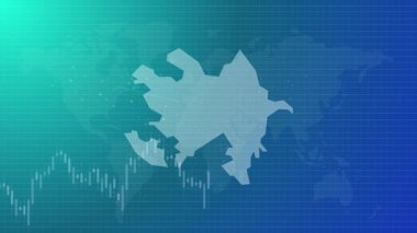 Azerbaycan ekonomisinin yükselen grafiği animasyon haritası borsa eğilimi ülke şekli bağlı küresel harita animasyon mavi gradyan arka plan videosu