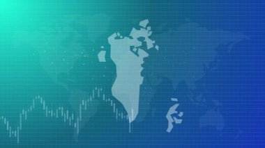 Bahreyn ekonomisi yükselen grafiği canlandırılmış harita borsa ekonomisi eğilimi ülke şekli bağlı küresel harita mavi gradyan video animasyonu