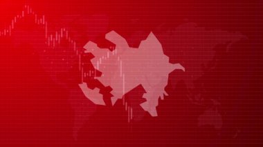 Azerbaycan ekonomi haritası Çin 'in durgunluk pazar çöküşü ülke şekli kırmızı gradyan arka plan videosuyla bağlı küresel harita