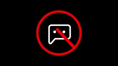 Konuşma baloncuğunun kırmızı renk ileti iletişim kısıtlaması işaretini geçmesine izin verilmiyor. Koyu arkaplan canlandırmalı video sembolü