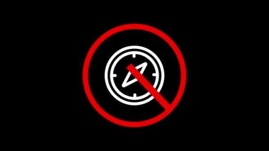 Hiçbir GPS konum izleme izin kırmızı renk kısıtlama işareti çapraz işareti koyu arkaplan canlandırmalı video canlandırma
