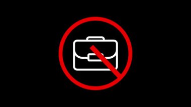 Hiçbir çantaya izin verilmiyor boş iş işareti yok kırmızı renk kısıtlaması işareti koyu arkaplan canlandırmalı video sembolü