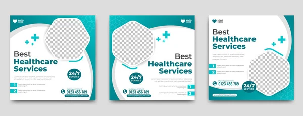 Lékařské Zdravé Karty Sada Různých Bannerů Kreativní Plakáty Pro Kopírovací — Stockový vektor