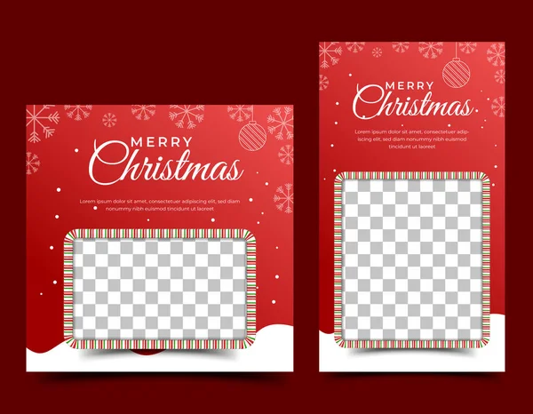 Christmas Cards Template Flat Design Usable Social Media Page Story — Stock Vector