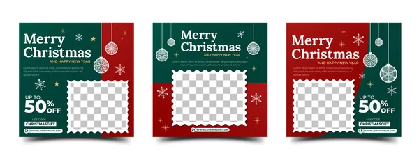 Christmas Cards Template Flat Design Usable Social Media Page Story — Stock Vector