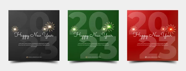 Set Cards New Year Greeting Banner Background Copy Space — Stock Vector
