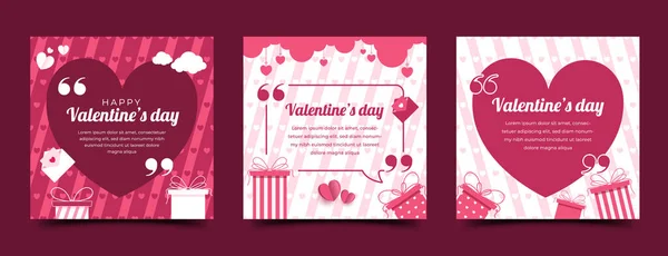 Februari Valentijnsdag Kaarten Set Collectie — Stockvector