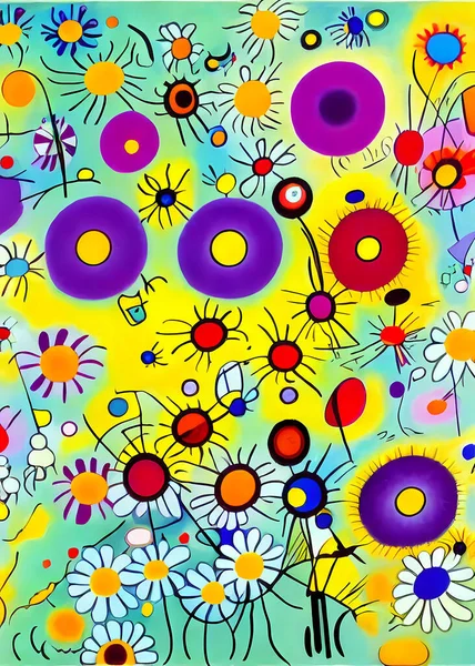 Eine Helle Und Farbenfrohe Abstrakte Komposition Eines Floralen Musters Stil — Stockfoto