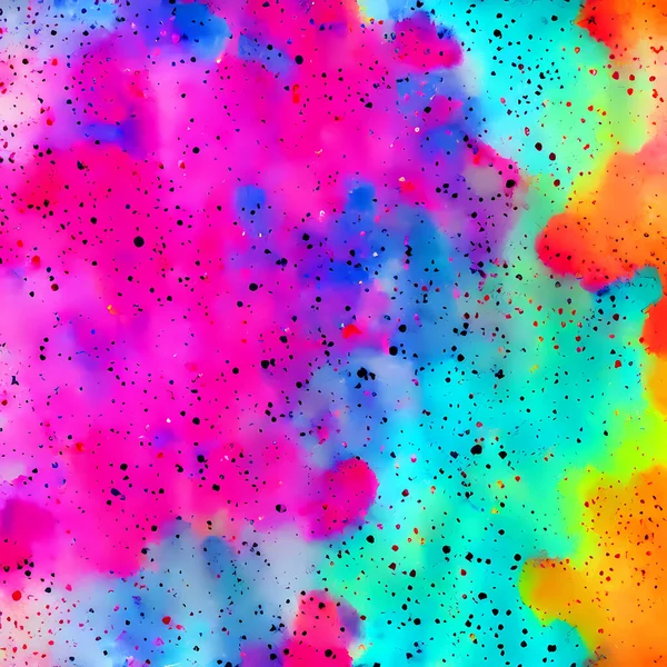 Digitally Created Artistic Watercolor Background Texture Vibrant Splatterings Blots Ink — Stock Photo, Image