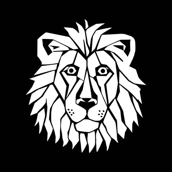 Simple Digitally Created Black White Woodcut Style Portrait Lion — Stock Vector