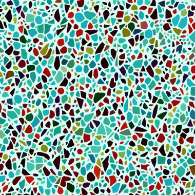 Düzensiz geometrik çokgen şekilli bir mozaik terrazzo tarzı taş arka plan deseni.